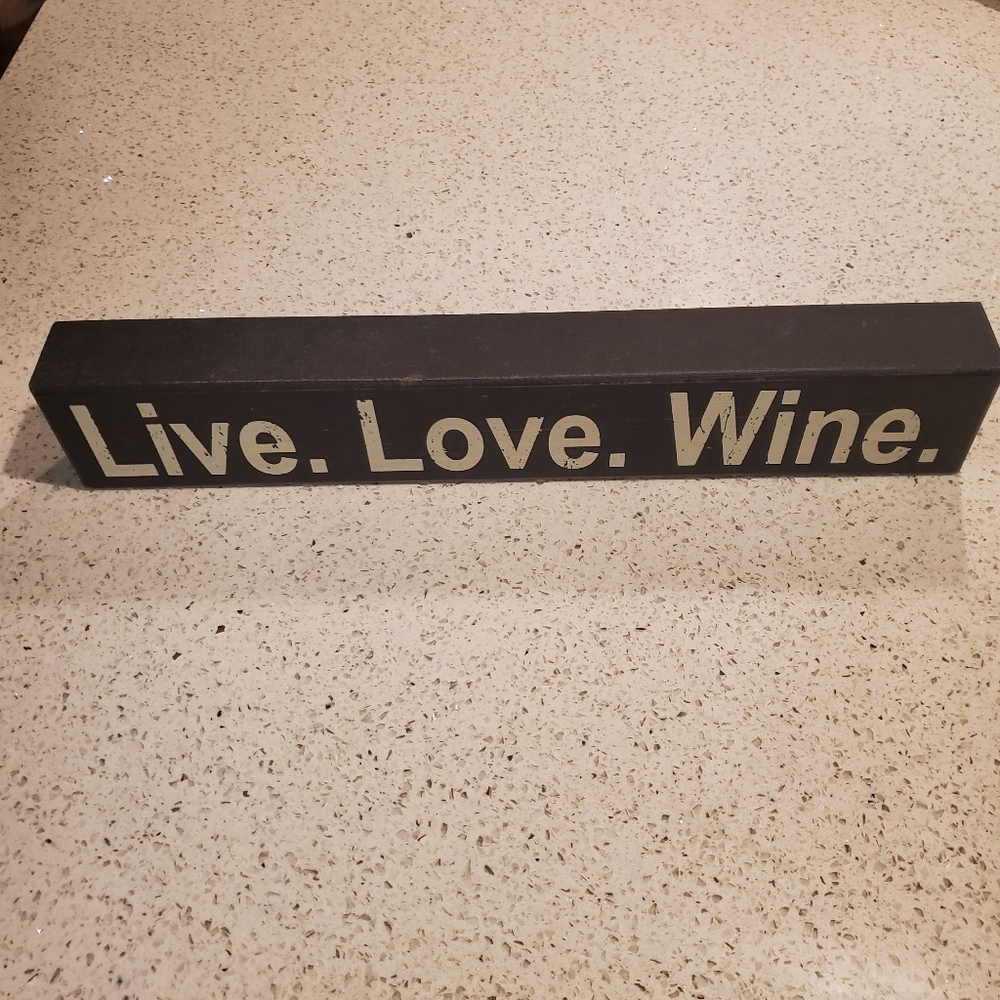 Sixtrees Live Love Wine Sign Home Decor Wall Art Black White Farmhouse Rustic
